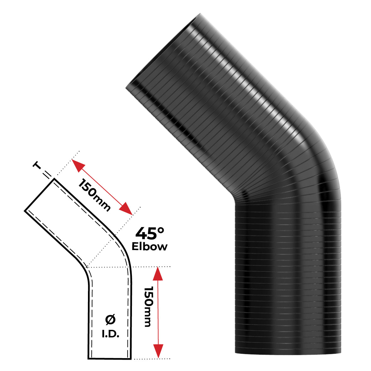 Redback Silicone Hose (2-1/2") 45° Bend