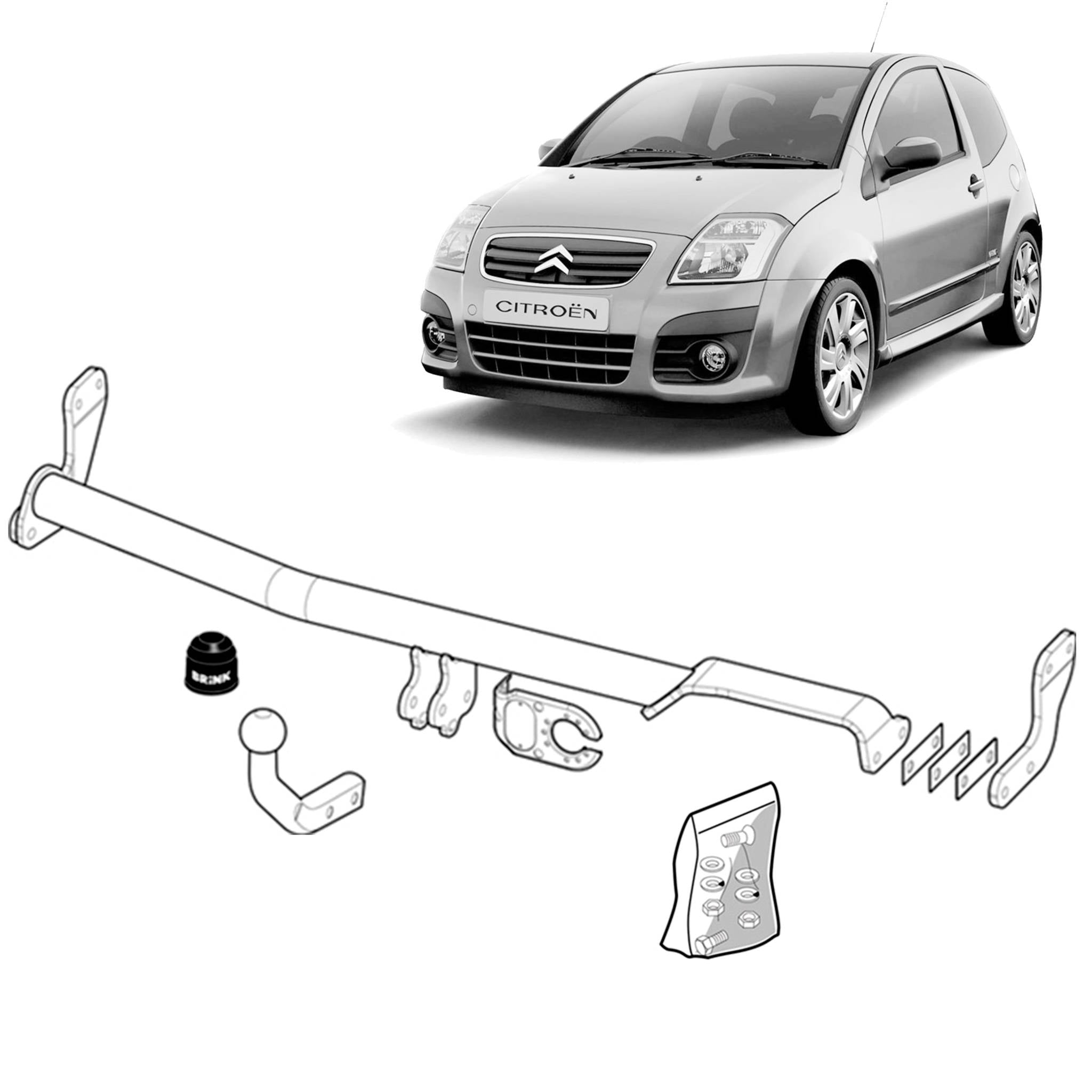 Brink Towbar European for Citroen C2 (09/2003 - 12/2008)