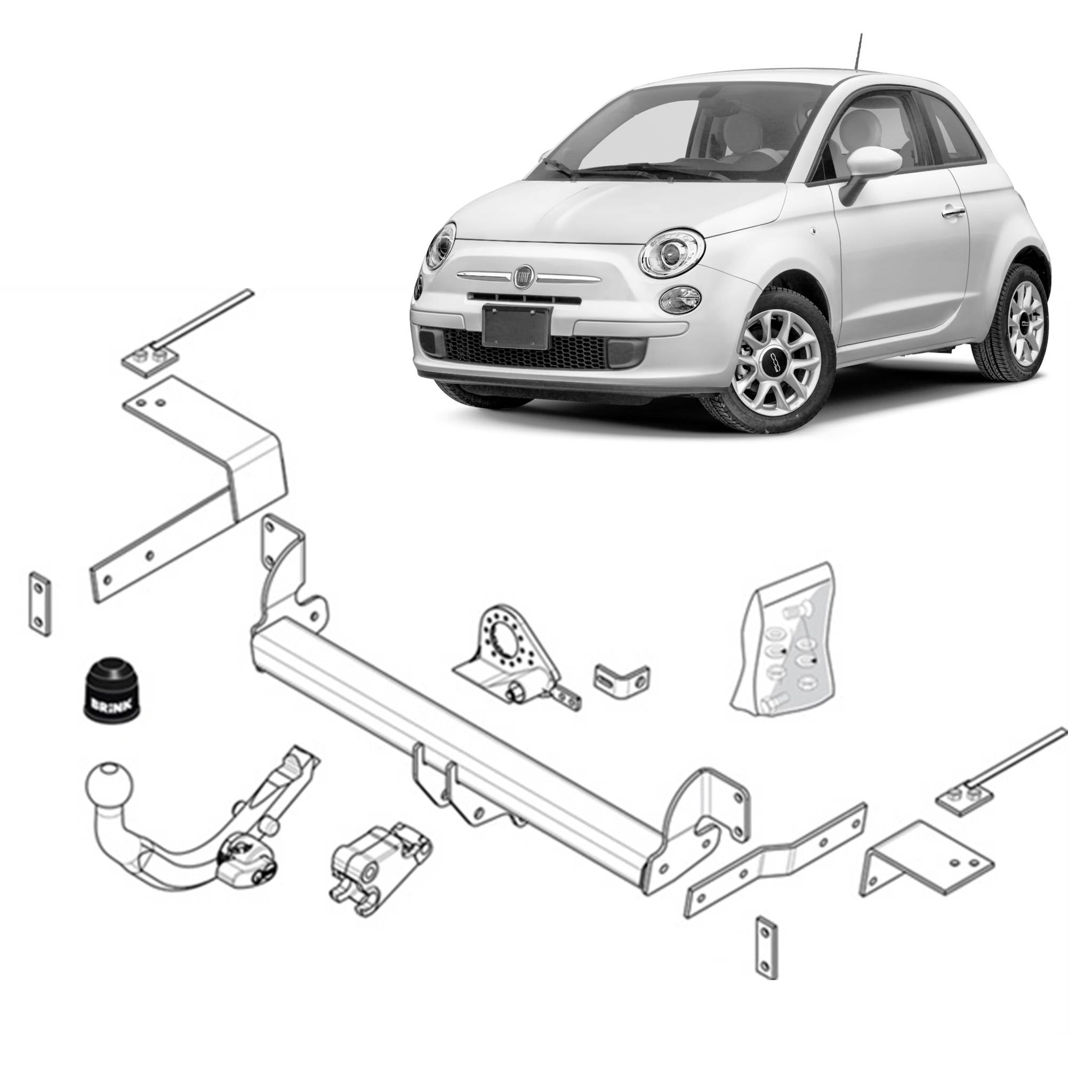 Brink Towbar European for Fiat 500 (07/2007 - on), 500C (07/2007 - on), 500 C (07/2007 - on)