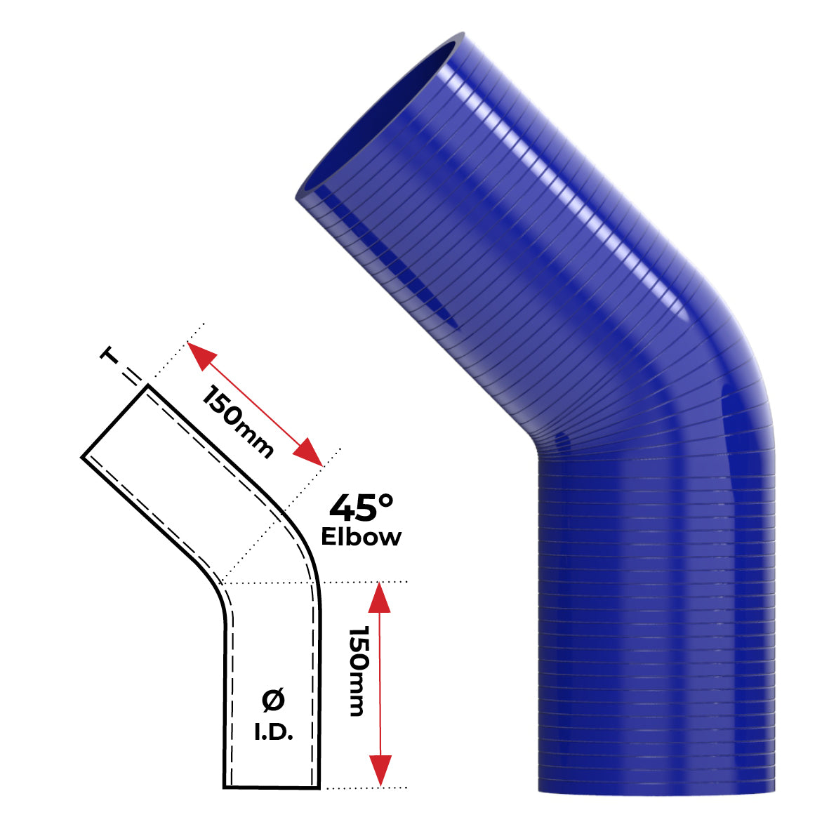Redback Silicone Hose (2-1/2") 45° Bend