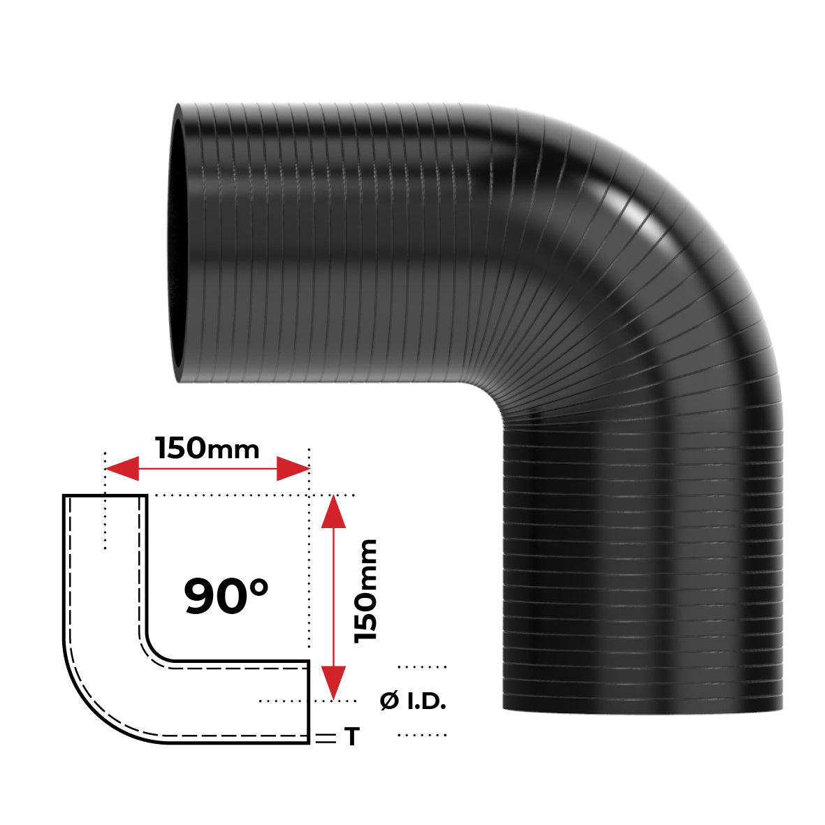 Redback Silicone Hose (1-3/4") 90° Bend