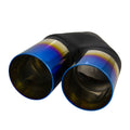 Y-PIECE 3.5" Exhaust Tip Titanium Blue Finish Double Wall Staggered
