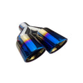 Dual 3.5" Y Piece Exhaust Tip Left Hand Titanium Blue Finish 2.5" Inlet