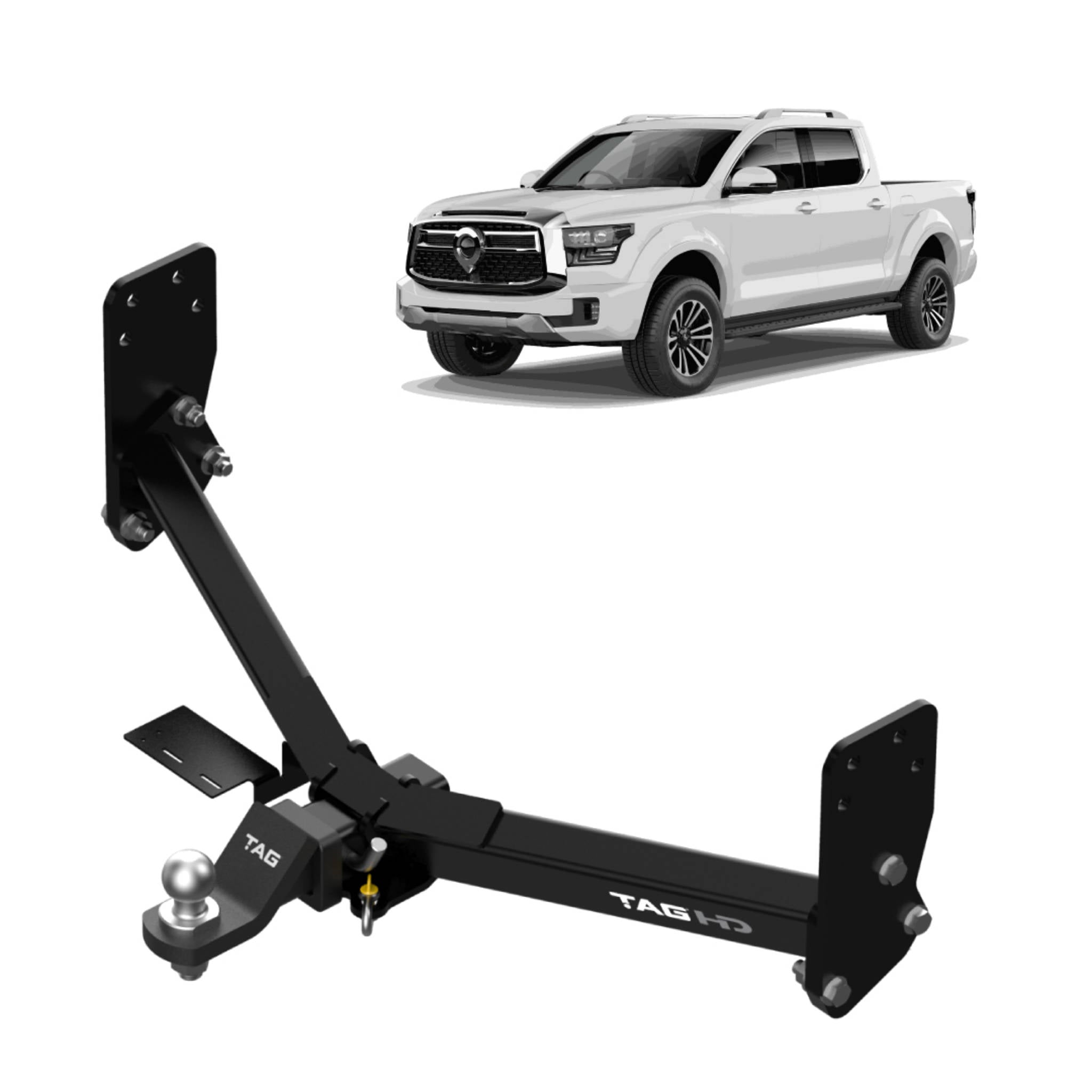 TAG Heavy Duty Towbar & Direct Fit Wiring For GWM Cannon Alpha Styleside Ute Diesel and HEV (04/2024 - On), Tow mode: Yes