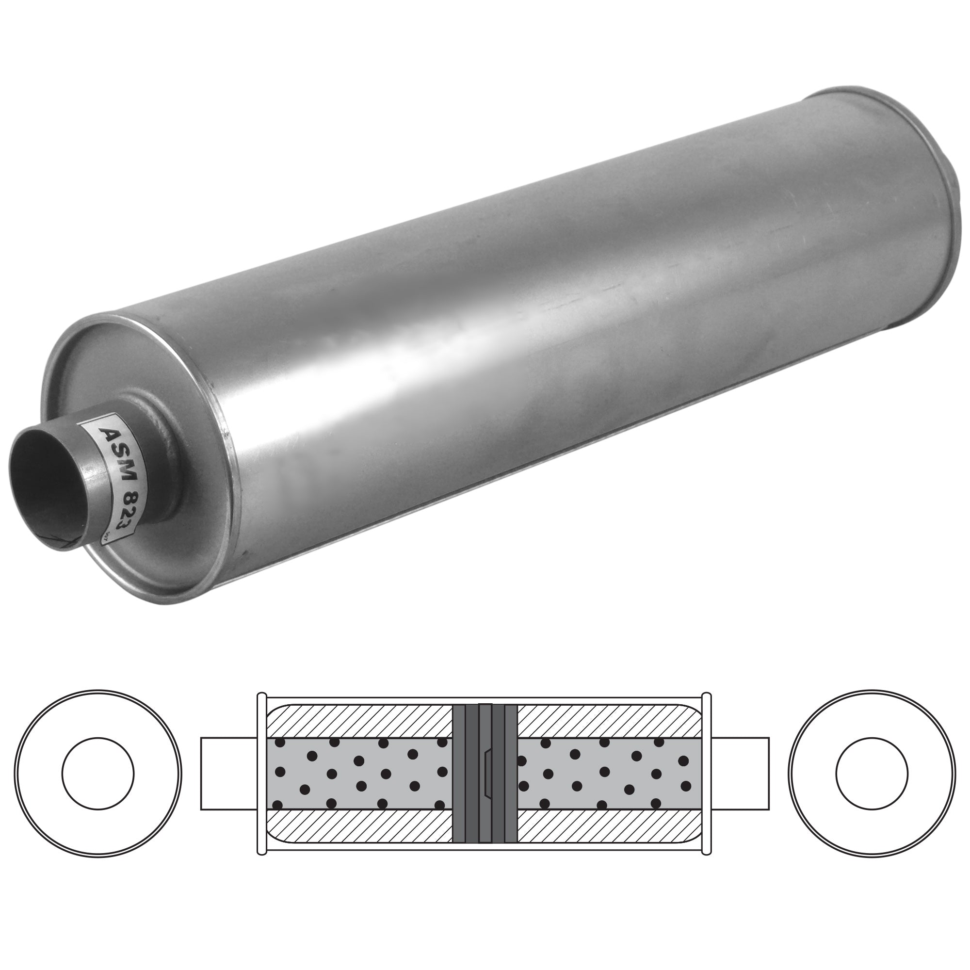 9" RND 44CC500 BAFFLED GLASS PACKED DOMED END
