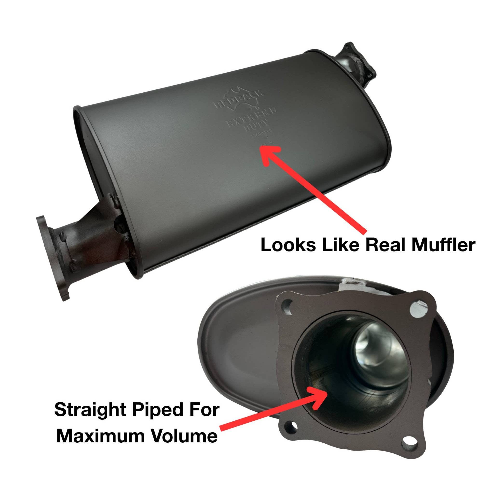 Redback Extreme Duty Straight Piped Muffler (Offset/Offset, 5” Round)