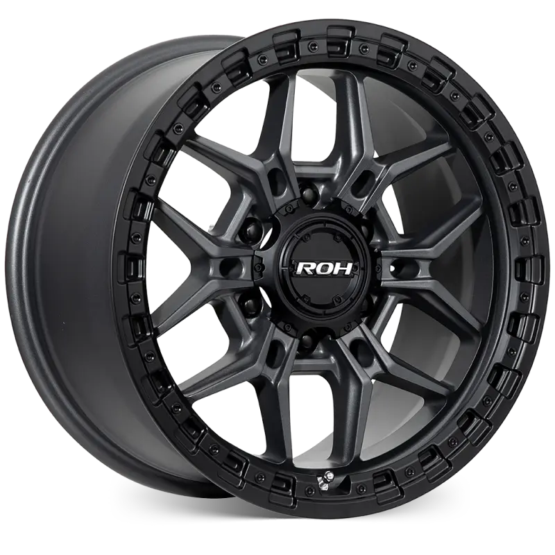ROH Axe Graphite Centre Black Lip Wheels, Set of 4