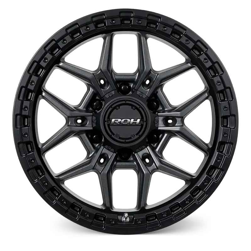 ROH Axe Graphite Centre Black Lip Wheels, Set of 4