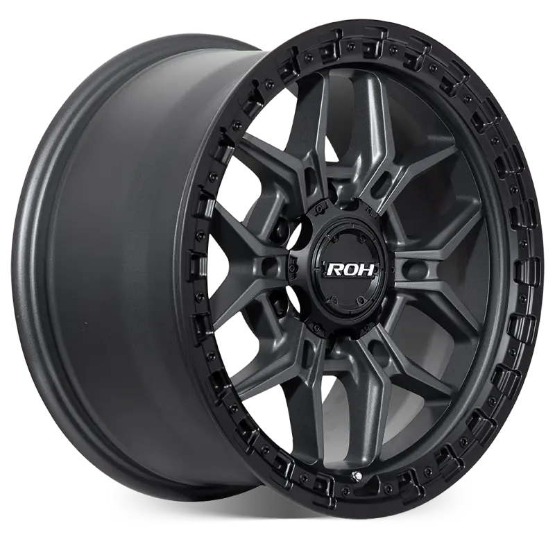 ROH Axe Graphite Centre Black Lip Wheels, Set of 4