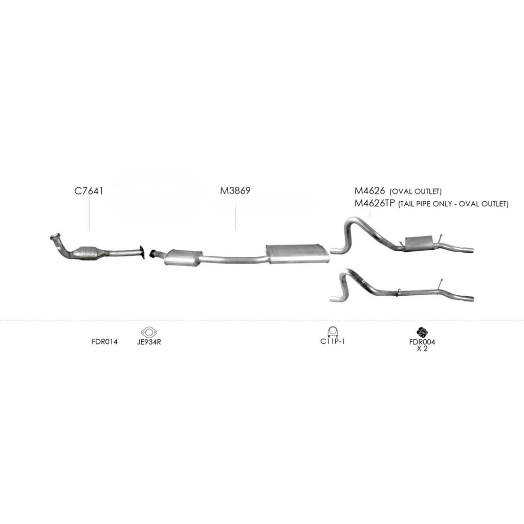 Redback Standard Replacement Exhaust for Ford Falcon (01/1994 - 09/2002), Fairmont (01/1994 - 09/2002)