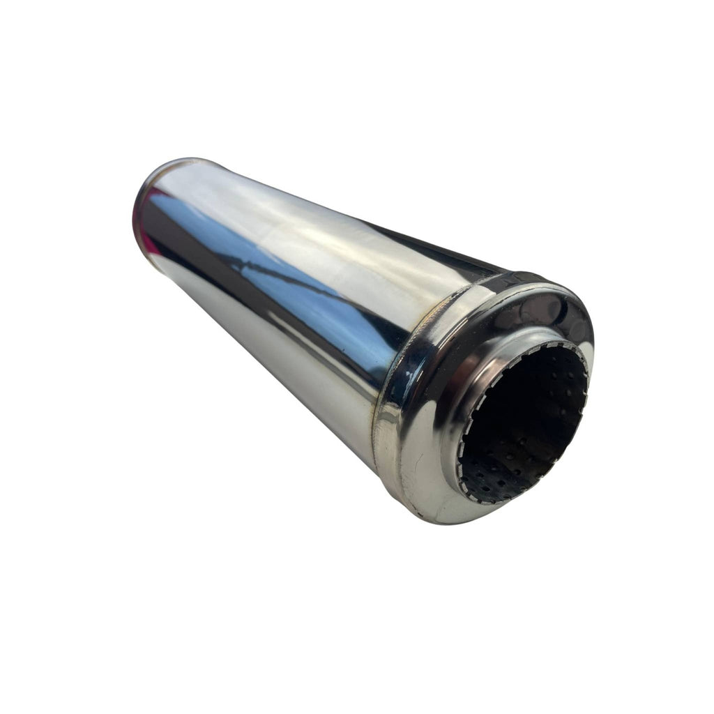 3" in 4" Round Tig Welded Chambered 304 Stainless Muffler - 14" Long, No Spigots