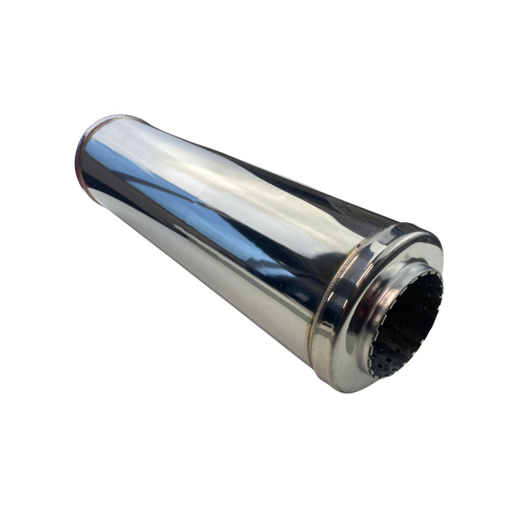 3" in 4" Round Tig Welded Chambered 304 Stainless Muffler - 14" Long, No Spigots