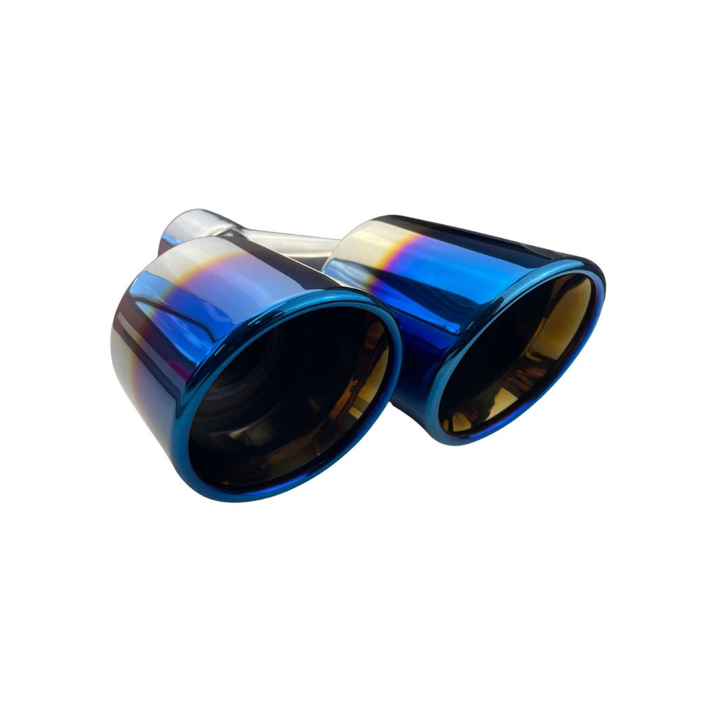Dual 3.5" Y Piece Exhaust Tip Left Hand Titanium Blue Finish