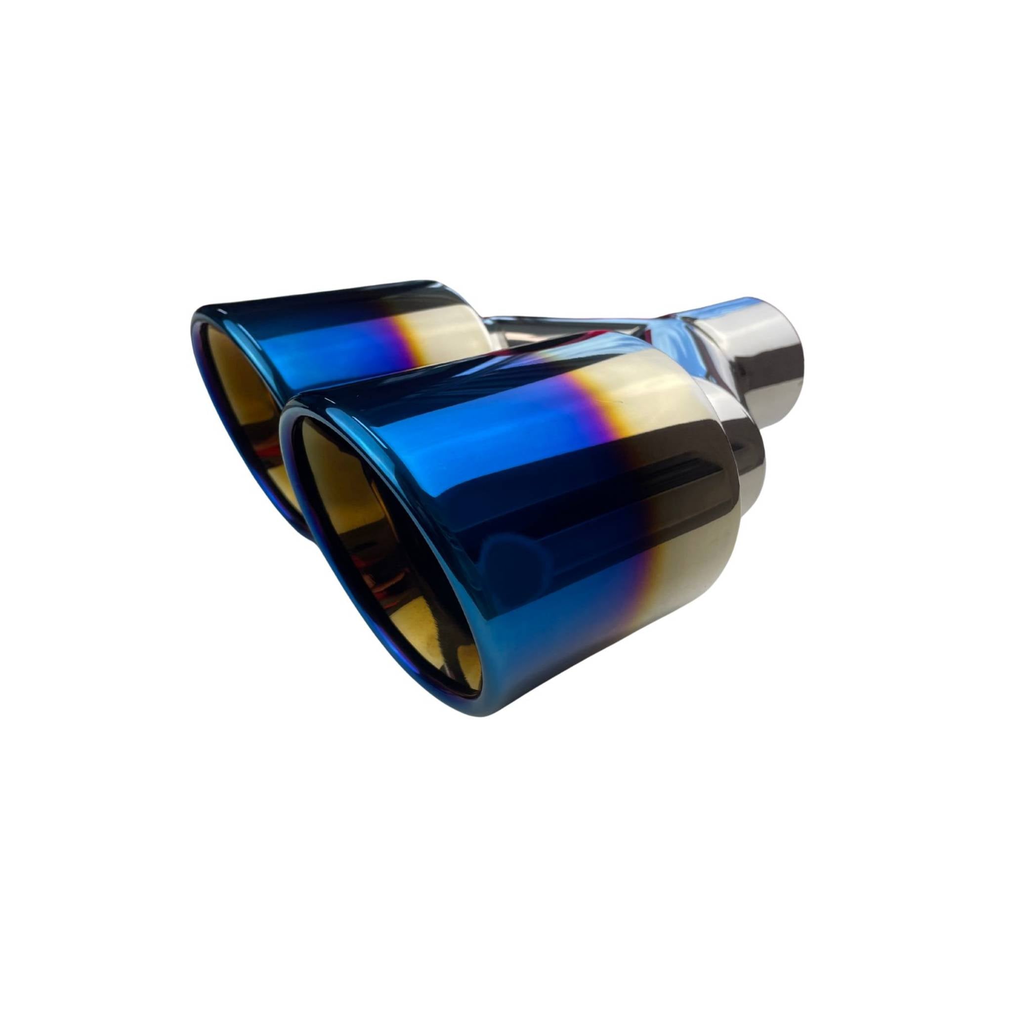 Dual 3.5" Y Piece Exhaust Tip Left Hand Titanium Blue Finish