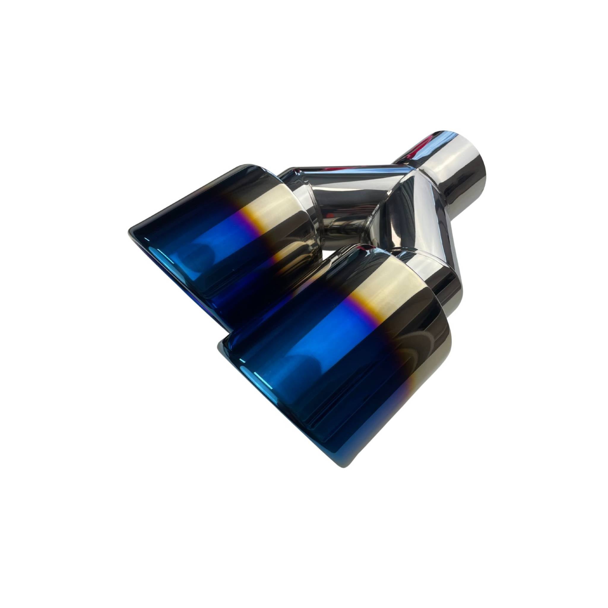 Dual 3.5" Y Piece Exhaust Tip Left Hand Titanium Blue Finish