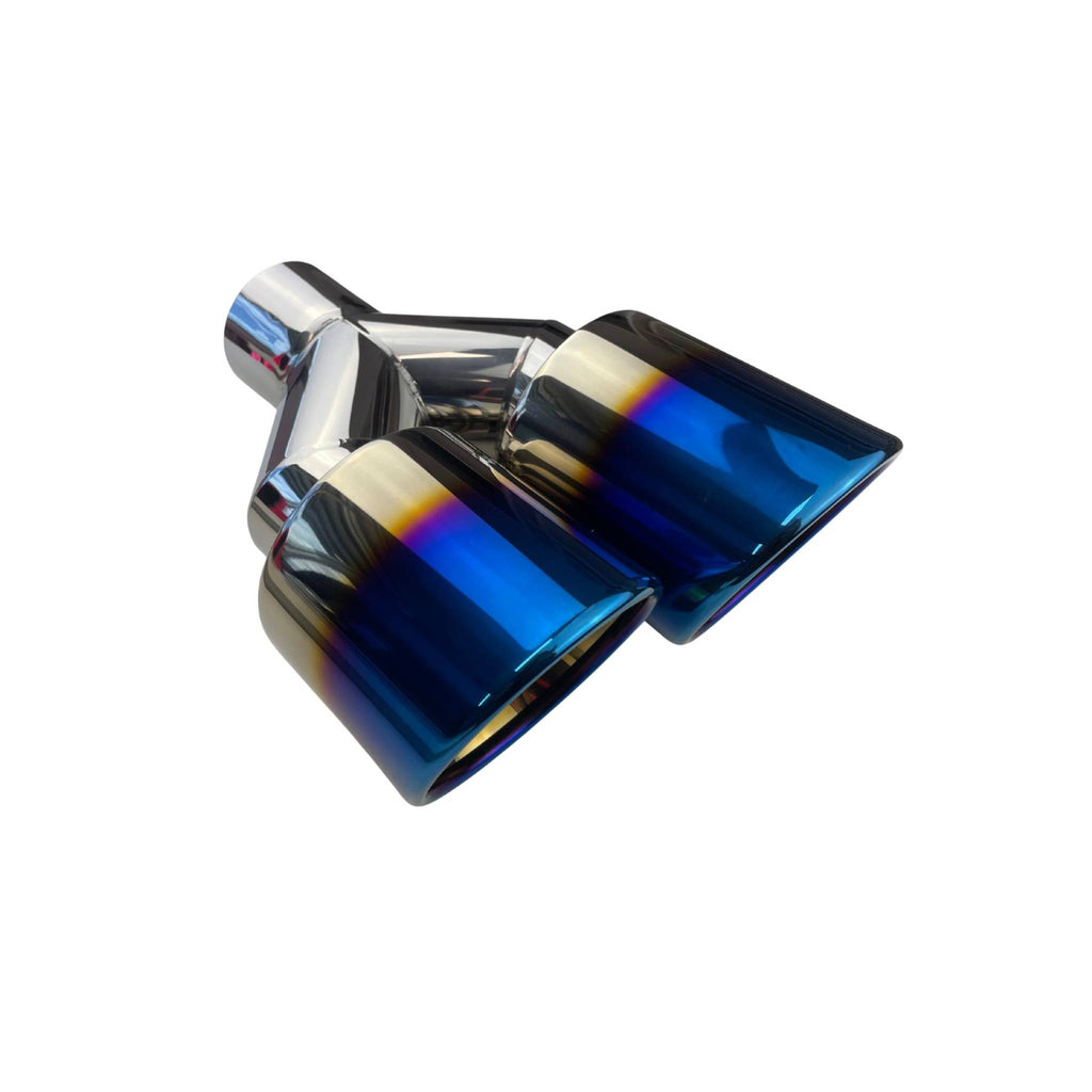Dual 3.5" Y Piece Exhaust Tip Left Hand Titanium Blue Finish