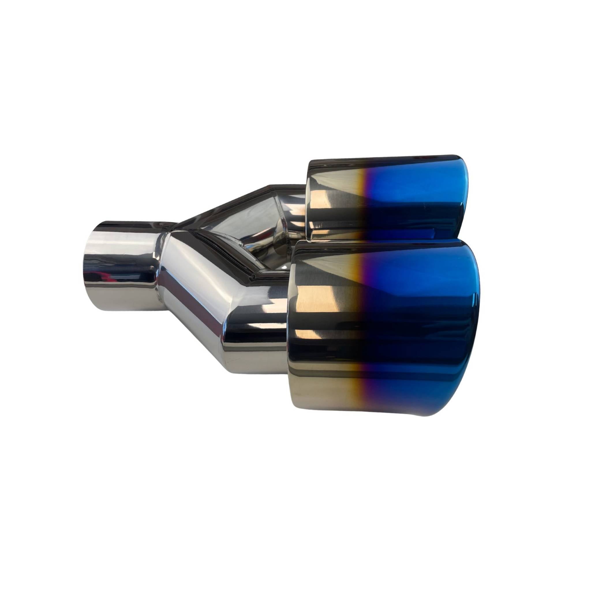 Dual 3.5" Y Piece Exhaust Tip Left Hand Titanium Blue Finish