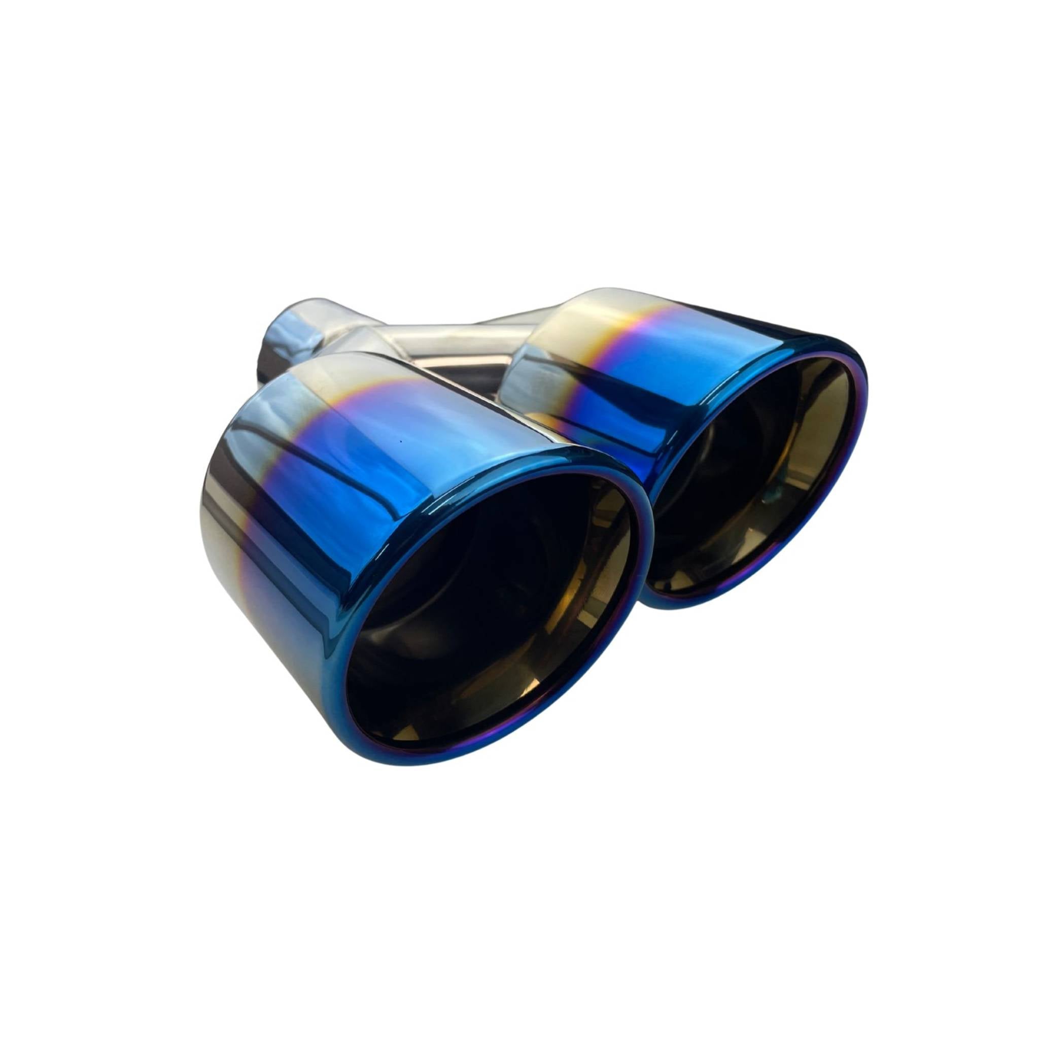 Dual 3.5" Y Piece Exhaust Tip Right Hand Titanium Blue Finish