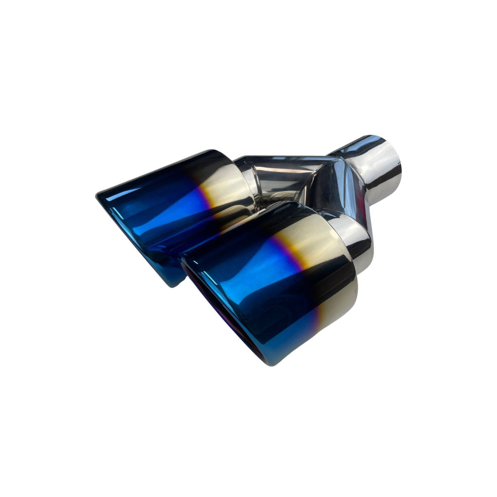 Dual 3.5" Y Piece Exhaust Tip Right Hand Titanium Blue Finish