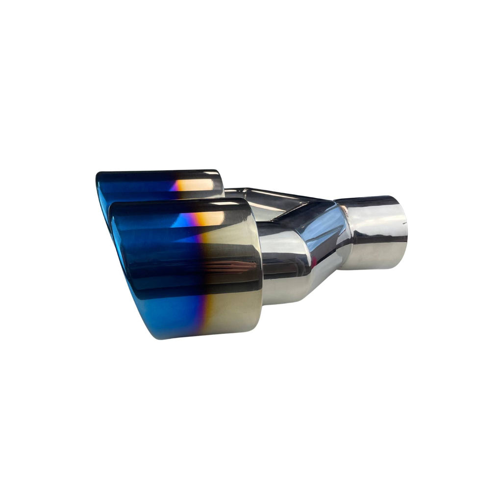 Dual 3.5" Y Piece Exhaust Tip Right Hand Titanium Blue Finish