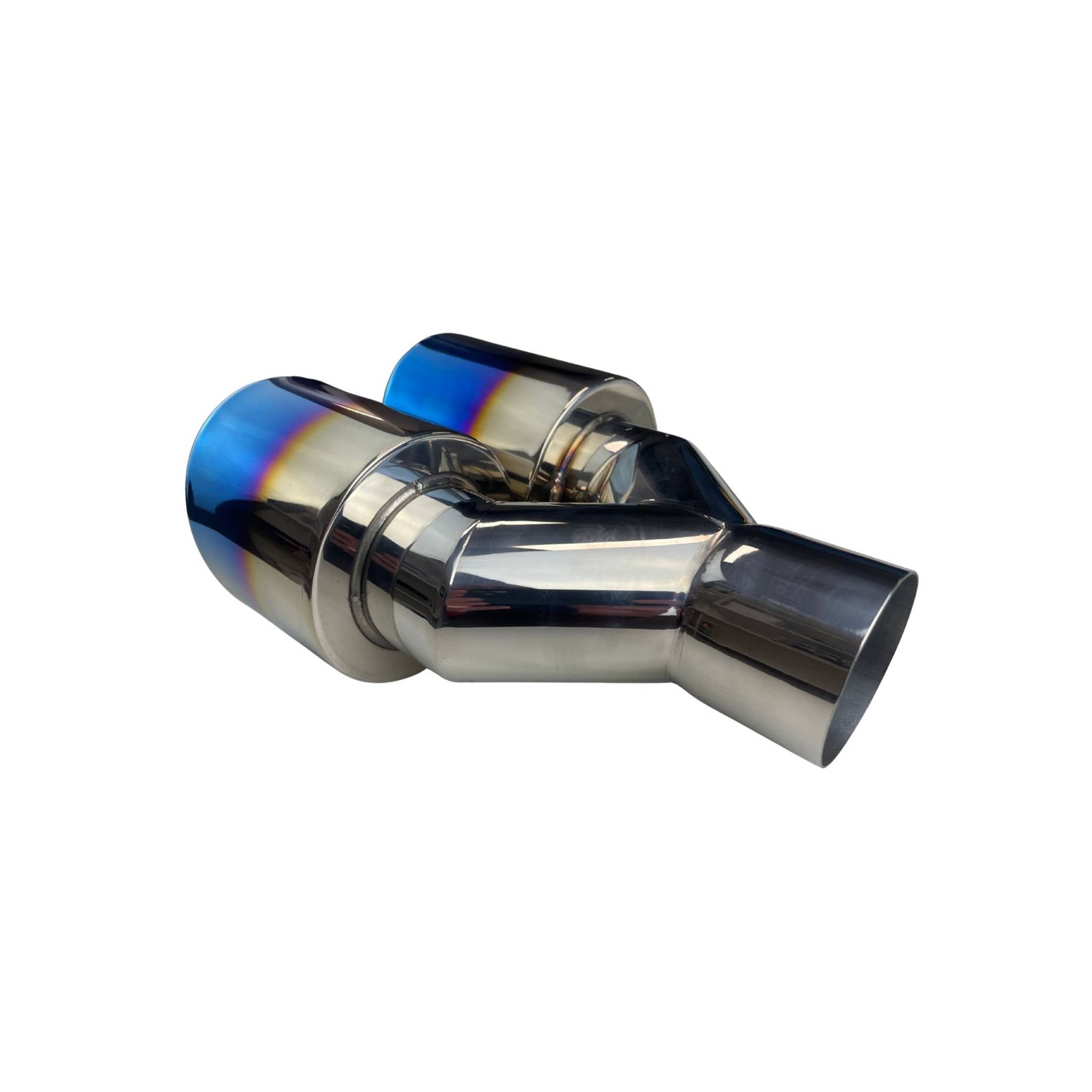 Dual 3.5" Y Piece Exhaust Tip Right Hand Titanium Blue Finish