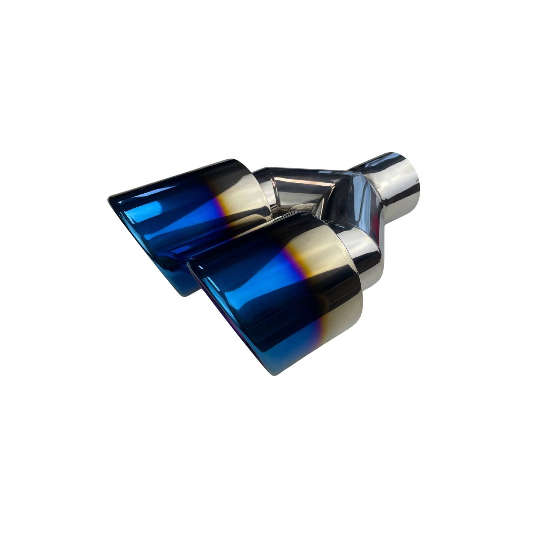 Dual 3.5" Y Piece Exhaust Tip Right Hand Titanium Blue Finish