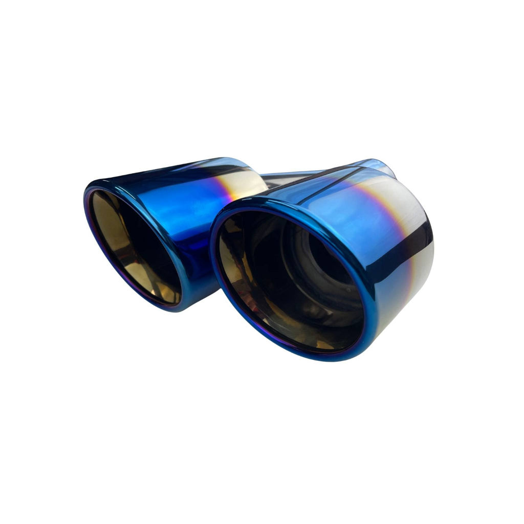 Dual 3.5" Y Piece Exhaust Tip Right Hand Titanium Blue Finish