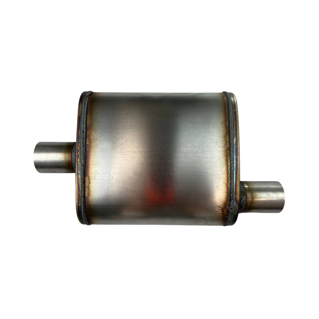 9" x 4" Oval, 10" Long, 2", O/C, Spigots, Mega Power, 409 Stainless, Unpolished