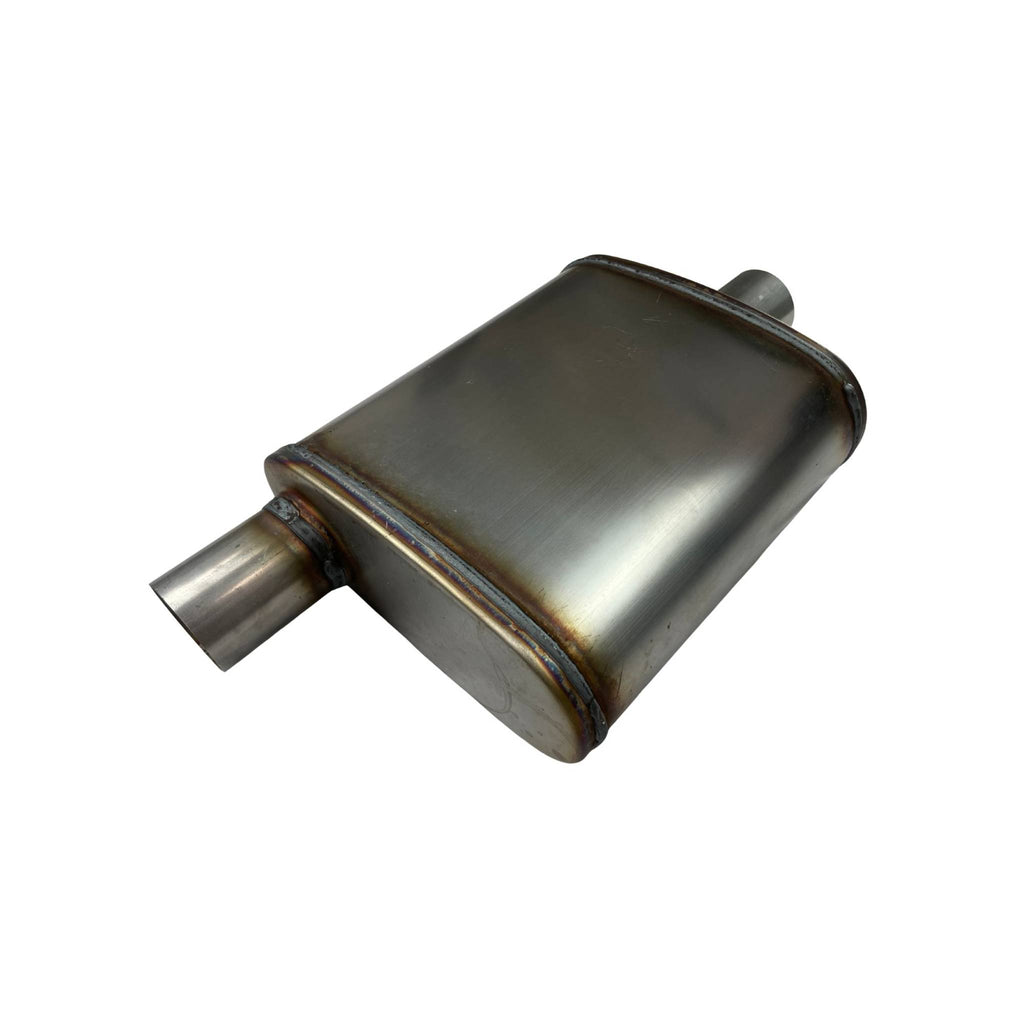 9" x 4" Oval, 10" Long, 2", O/C, Spigots, Mega Power, 409 Stainless, Unpolished