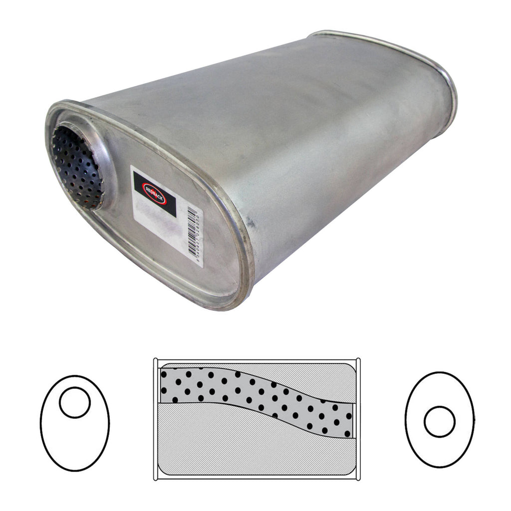 8" x 4" Oval, 14" Long, 2" Offset/Centre, Megaflow (No Spigots)