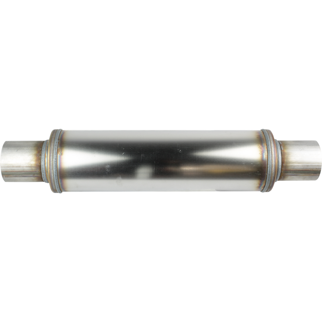 4" Round, 14" Long, 3", C/C, Mega Power, 409 Stainless