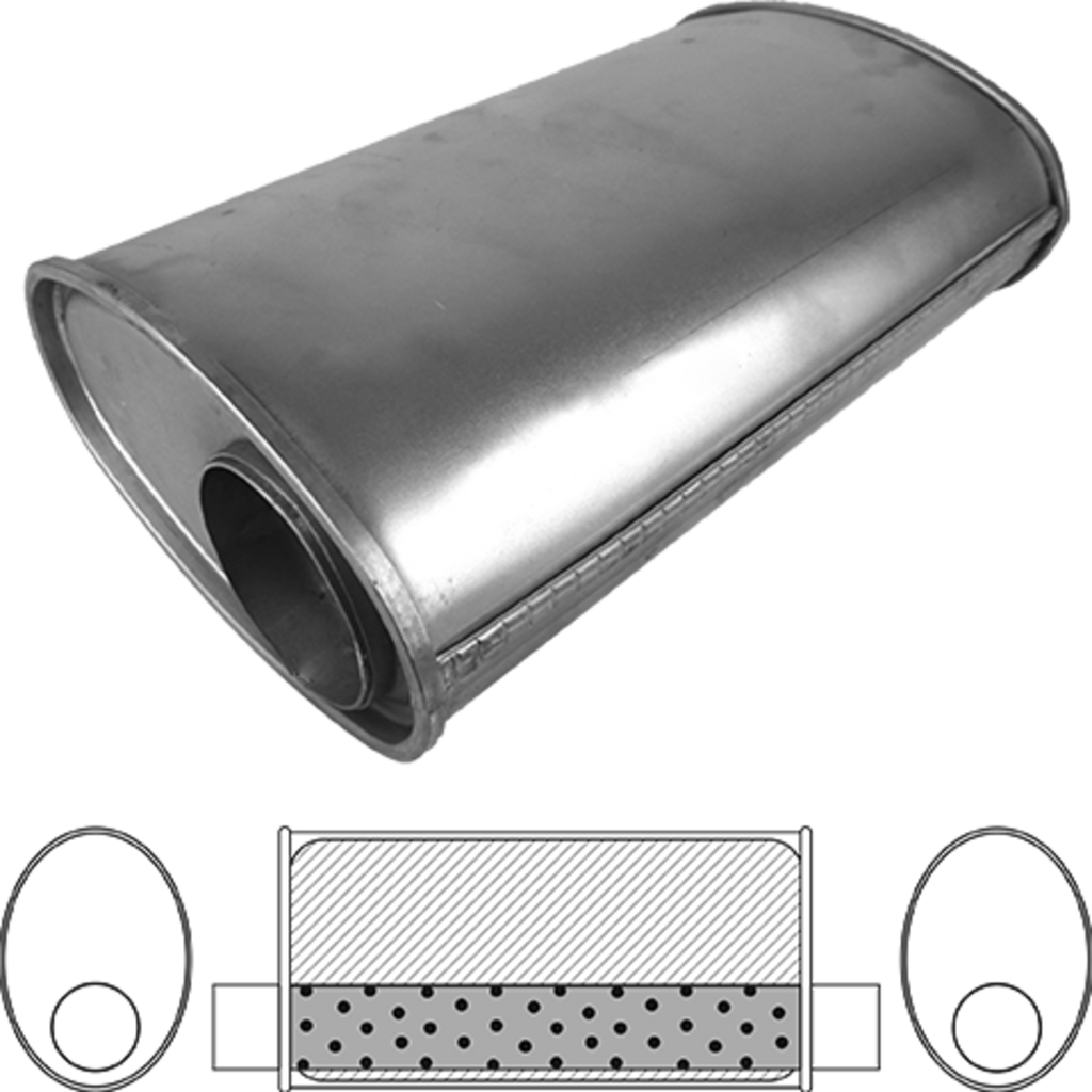 8" x 5" Oval, 10" Long, 3" Offset/Offset INLINE, Megaflow (No Spigots)
