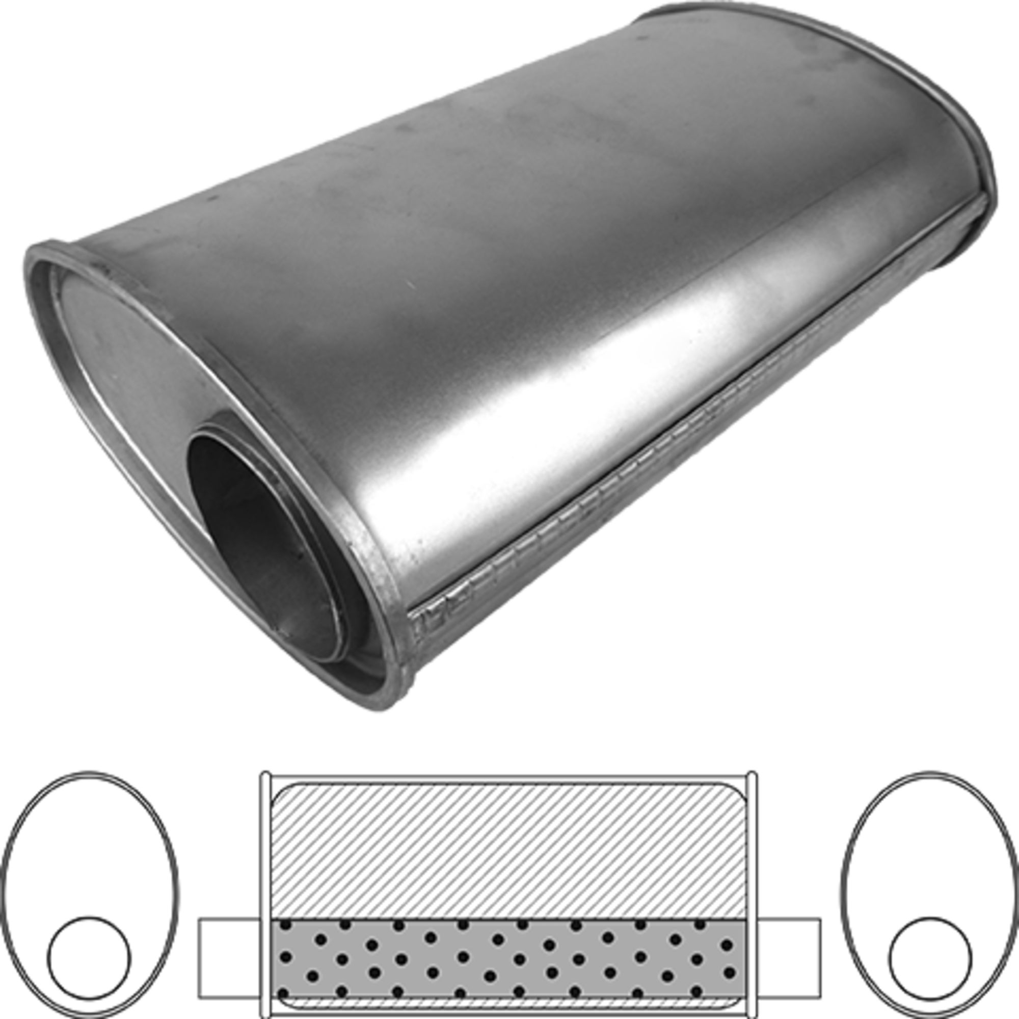 8" x 5" Oval, 10" Long, 3" Offset/Offset INLINE, Megaflow (No Spigots)