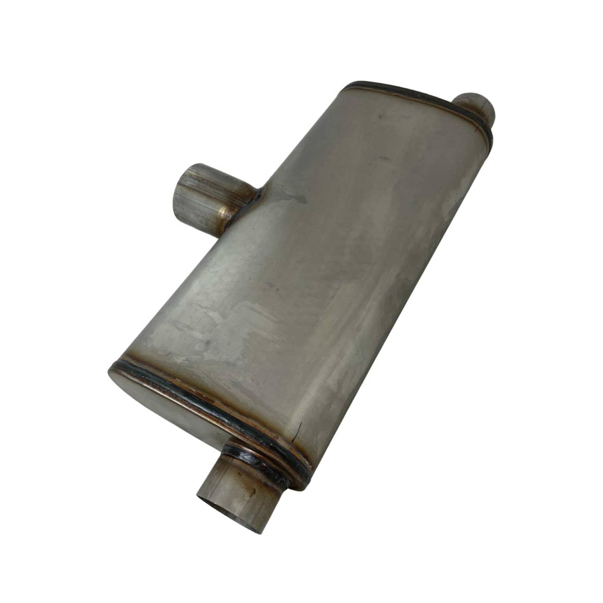 Single 3" In Twin 2.5" Out 20" Mega Flow 409 Stainless Centre in twin out Each side
