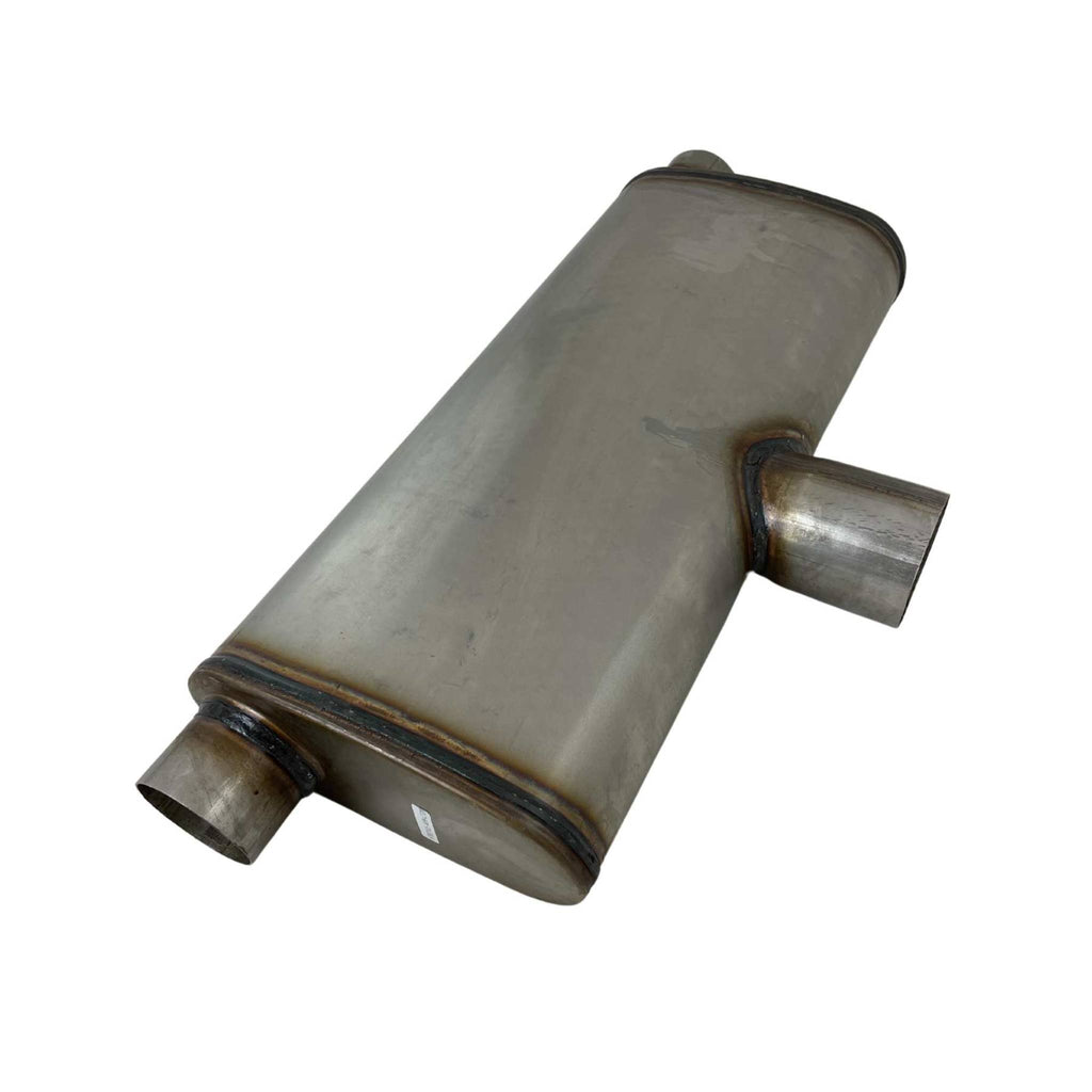 Single 3" In Twin 2.5" Out 20" Mega Flow 409 Stainless Centre in twin out Each side