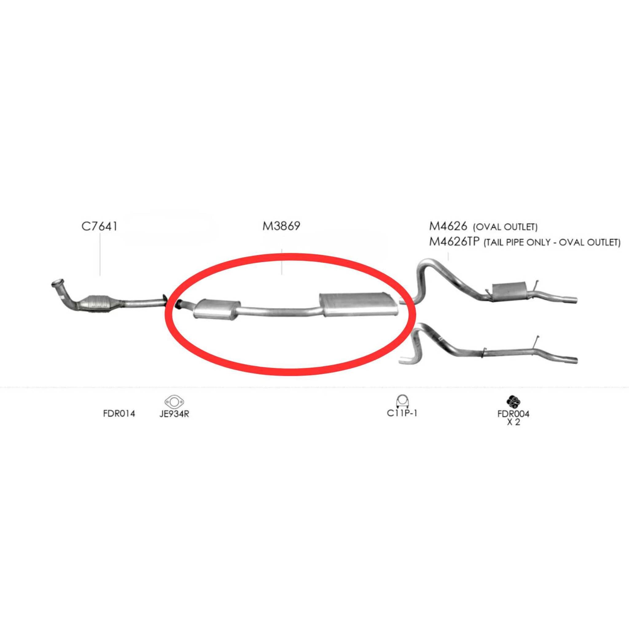 Redback Standard Centre Muffler For Ford Falcon EA EB ED EF EL AU 6 Cyl 4.0L