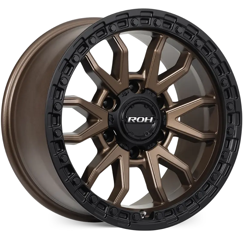 ROH Raid Bronze Centre Black Lip Wheels, Set of 4