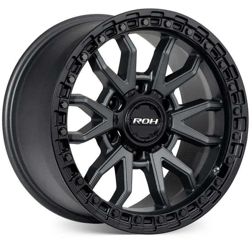 ROH Raid Graphite Centre Black Lip 6x139.7 Wheels, Set of 4