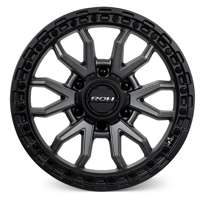 ROH Raid Graphite Centre Black Lip 6x139.7 Wheels, Set of 4