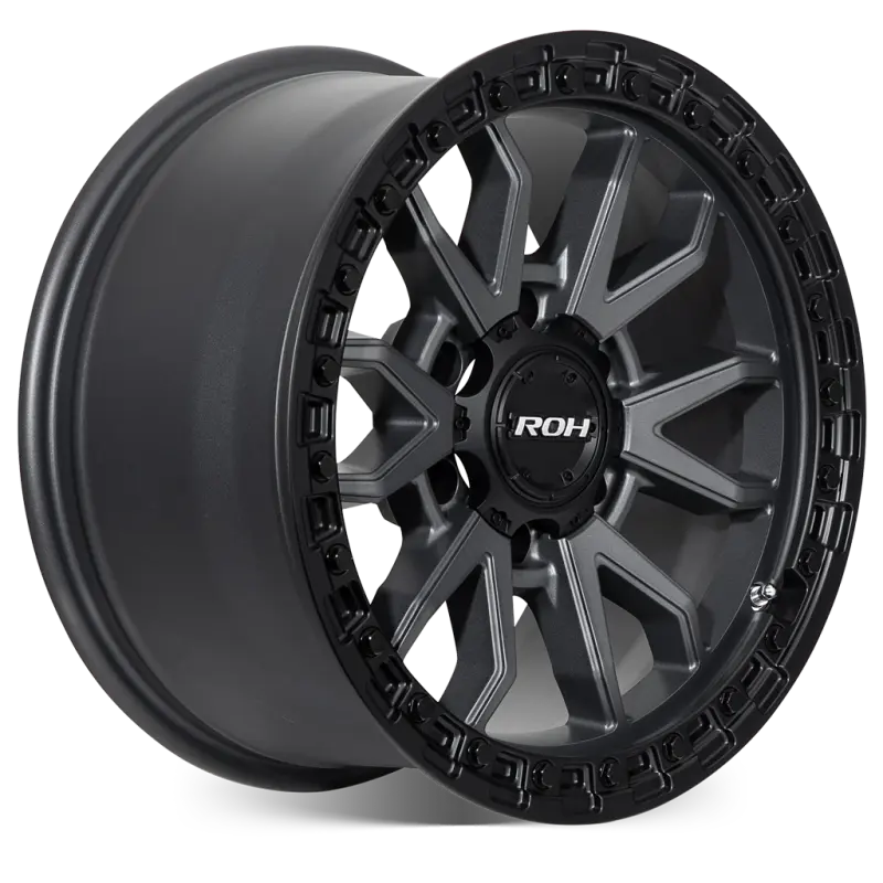 ROH Raid Graphite Centre Black Lip 6x139.7 Wheels, Set of 4