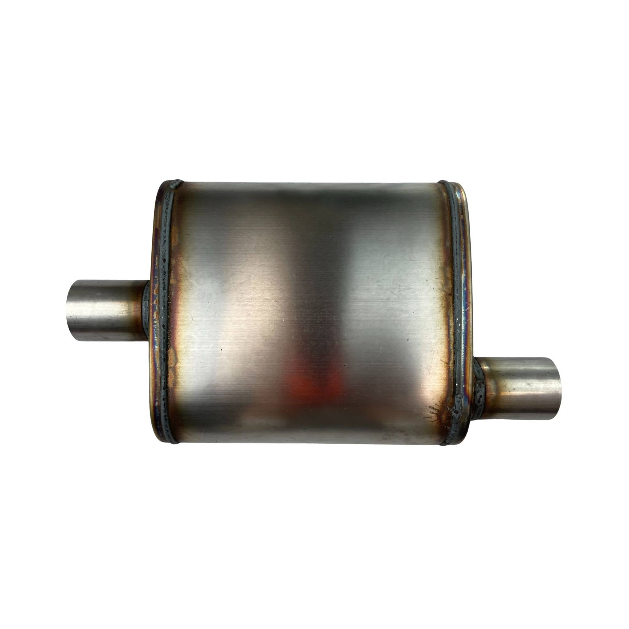 9" x 4" Oval, 10" Long, 2", O/C, Spigots, Mega Power, 409 Stainless, Unpolished